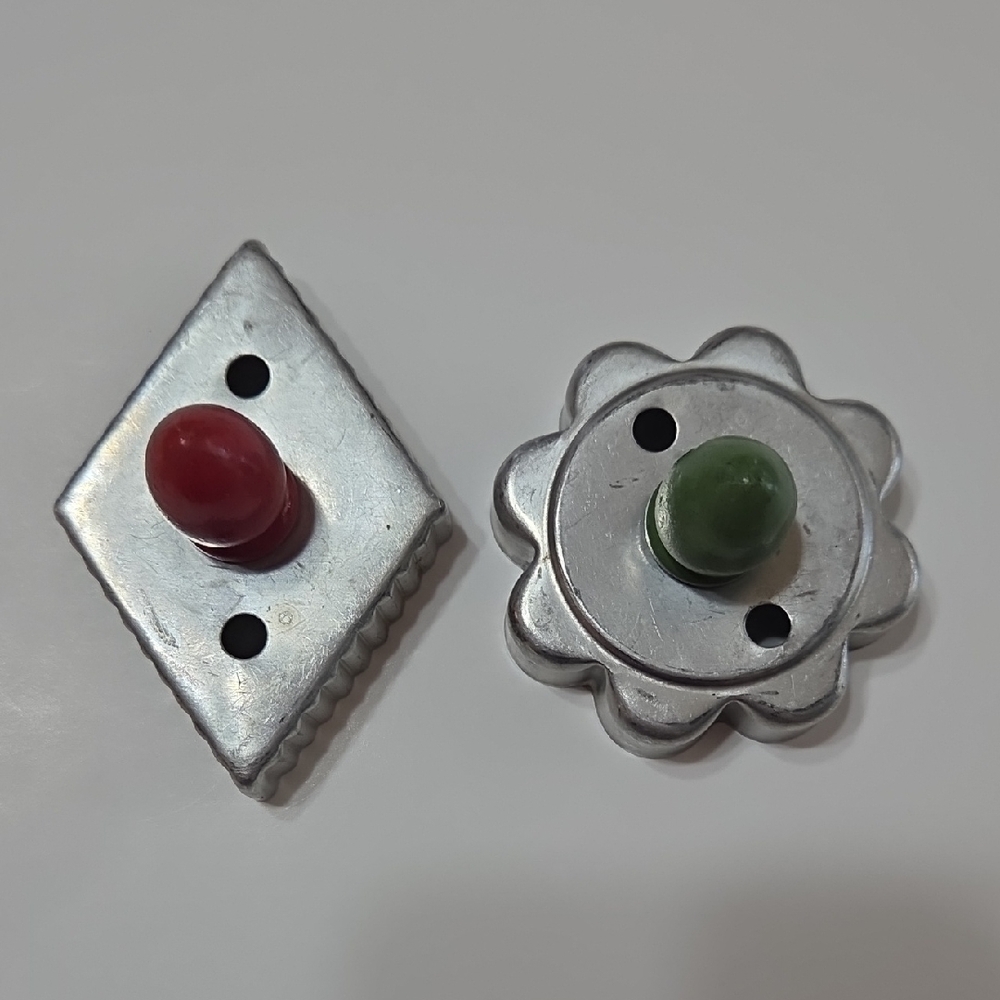 Vintage Metal Cookie Cutters with Red and Green Handles